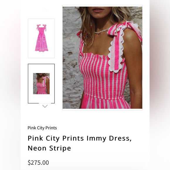 Pink City Prints Neon Pink Stripe Immy Dress NWT size small - Picture 2 of 6
